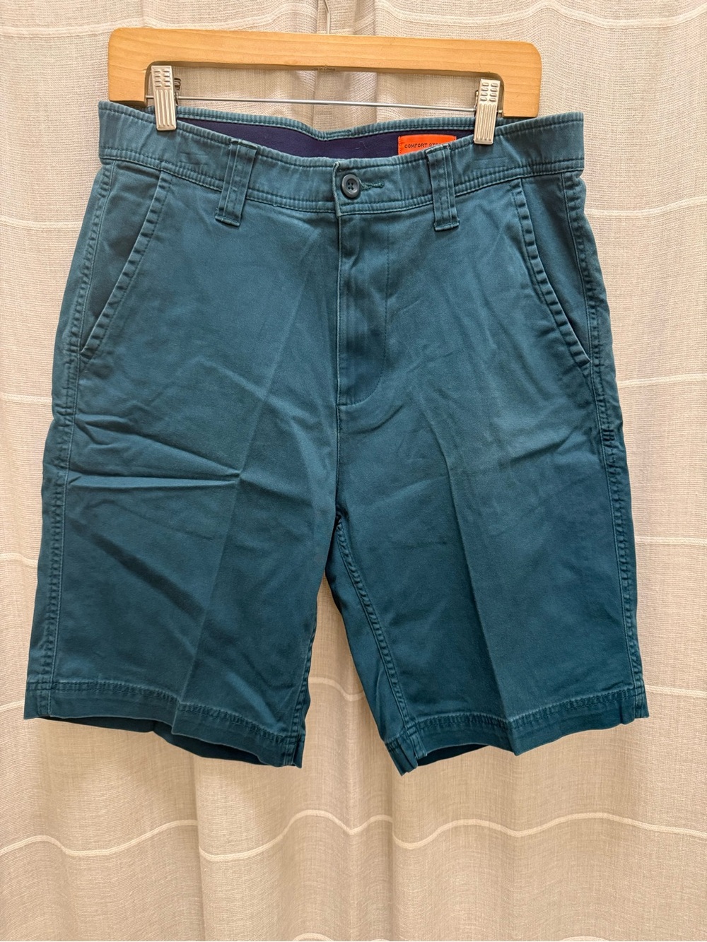 St. John's Bay Teal Flat-Front Cotton Blend Shorts